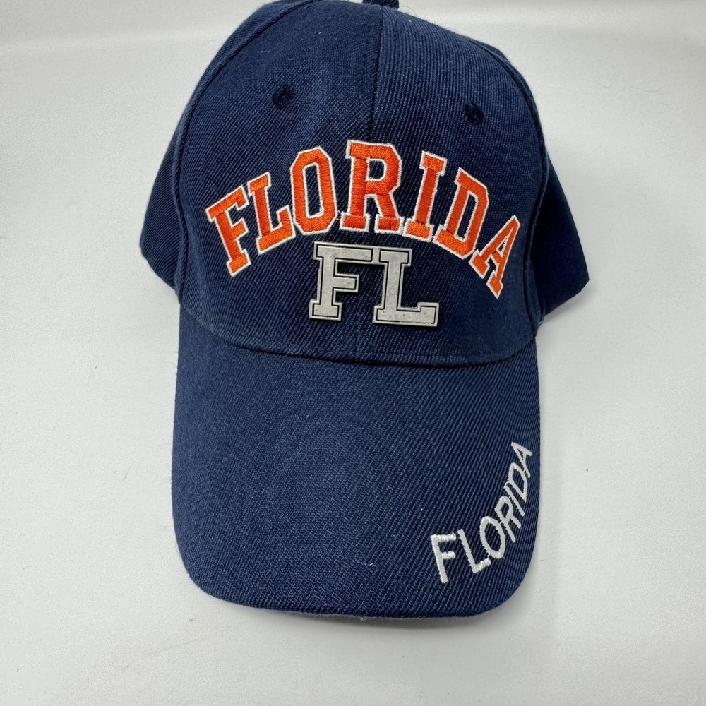 Florida‎ FL Hat Cap Strap Back Mens One Size Blue Embroidered Baseball Twill